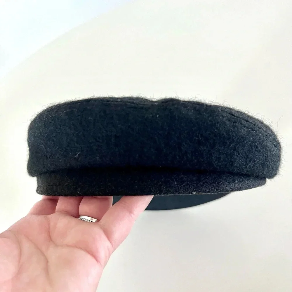 Greek Fisherman Cap Vintage Black Wool Blend‎ Made in Greece Size 7 - Picture 8 of 11